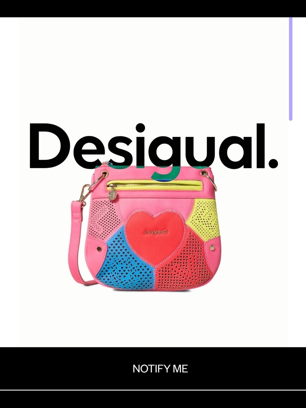 ❗️ DESIGUAL  NIN̈A CORAZON  Pink Multi-Color  Patch Crossbody Bag , Vegan ❗️NEW